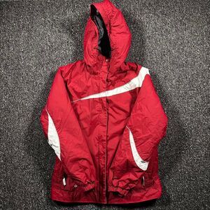 Columbia Sportswear Women’s Waterproof Ski Jacket Small Red White Hooded Fleece
